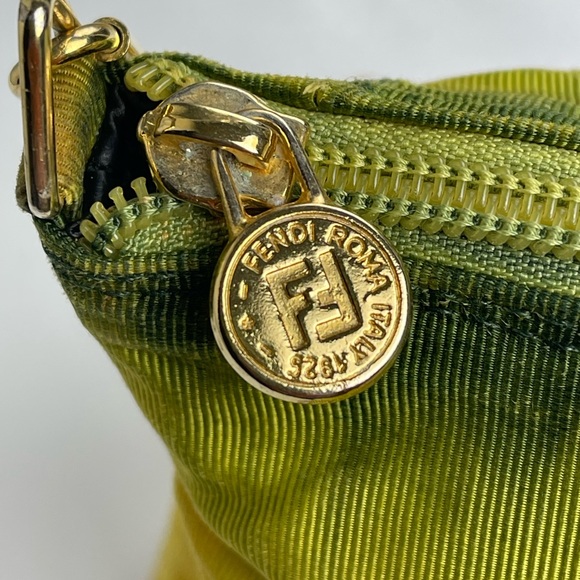 Vintage RARE Fendi Ombré Green and Yellow Canvass with Gold Chain Strap - Picture 7 of 15